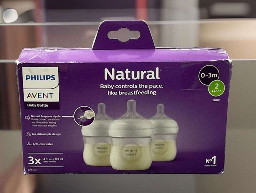Philips Avent Natural Baby Bottle with Natural Response Nipple, Clear, 4oz, 3pk